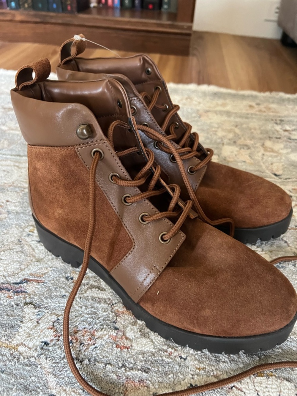Banana Republic Brown Suede & Leather Lace-Up Ankle Boots
